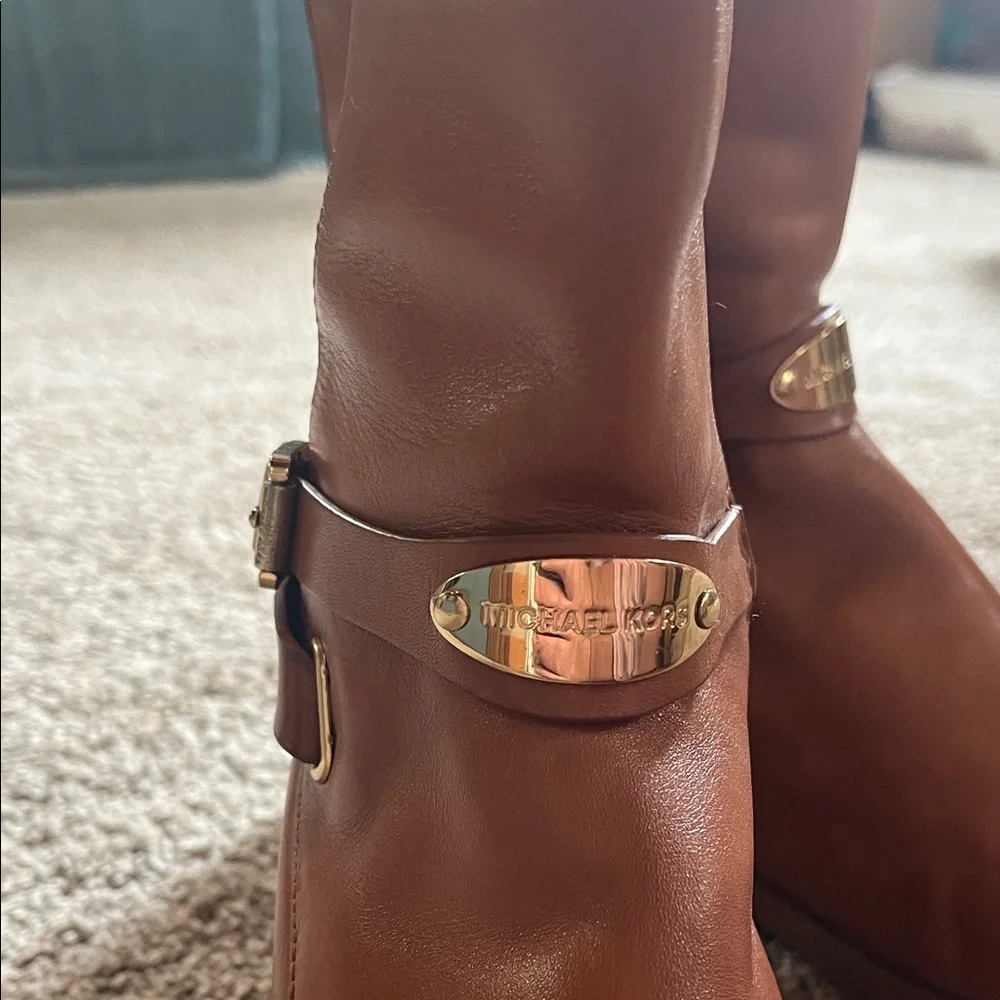 Michael Kors Cognac Brown Leather Riding Boots